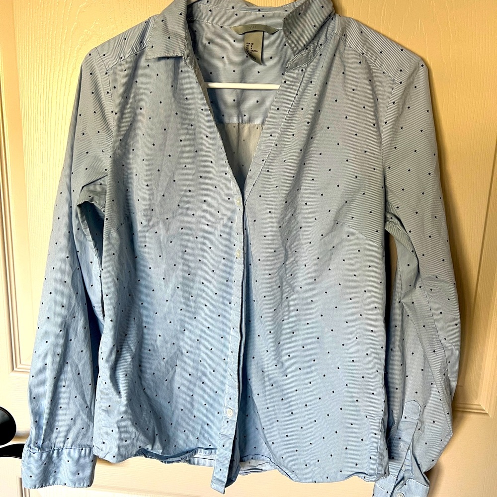 Blue star button up shirt